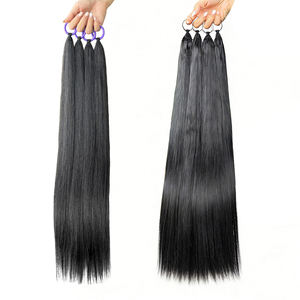 Extensiones de Cabello Humano Liso Yaki para Crochet, Color Negro Natural, Hechas a Mano, para Mujer, 100% Cabello Humano, Sin Enredos - Product Image 1