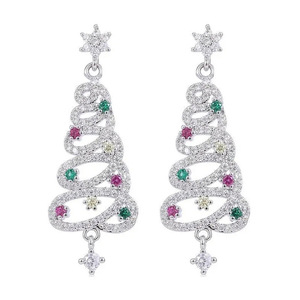 Orecchini Pendenti a Forma di Albero di Natale per Donne, Gioielli Scintillanti e Colorati, Regalo Festivo alla Moda - Product Image 5