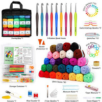 103 PCS Crochet Kit Avec Crochet Crochets Fil Ensemble Boules De Fil Aiguilles Accessoires Sac Idéal Starter Pack pour Enfants Adultes Débutant