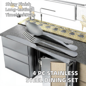 Indian Modern Stainless Steel Western Flatware Set Includes <b>Steak</b> <b>Knife</b> Fork Spoon Dessert Spoon Dishwasher Safe Mirror Polish - Product Image 3