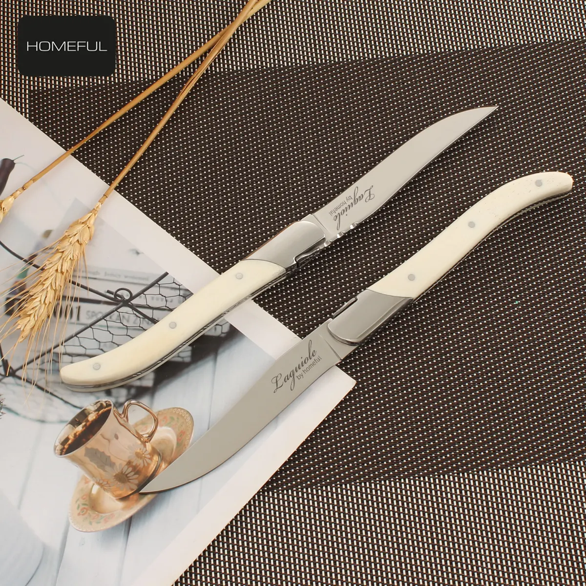 New collection stainless steel 4.5 inch sharp edge steak meat knife with bone material forged handle