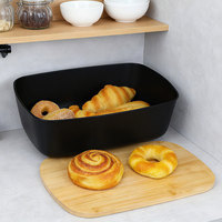 Vente en gros Récipient de rangement pour pain de grande capacité Boîte à pain de cuisine en plastique avec couvercle en bambou