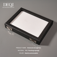 Boîte de rangement pour bijoux DEQI, couleur personnalisée, luxe noir et blanc, pour diamants, pierres précieuses, argent, or, avec fenêtre transparente