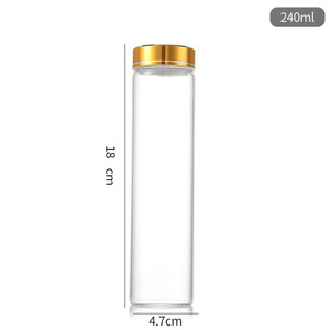 47mm cao Borosilicate thủy tinh hoa trà Chai với Oxy hóa Vàng nắp có nhu cầu <span class=keywords><strong>Jar</strong></span> thủy tinh vít nắp con dấu Aloe Chai Ống dòng - Product Image 6