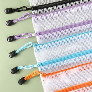 Custom Multipurpose <b>File</b> Bag Double-layer Color Zipper Mesh Pouch Clear A4 Document Organizer Bag Plastic <b>Folder</b> for Documents - Product Image 4