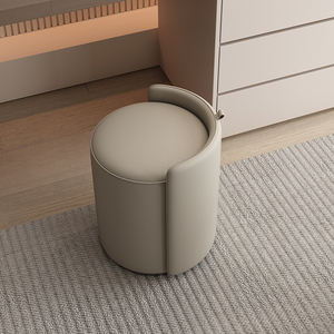 Sgabello Poggiapiedi di Lusso Semplice, <span class=keywords><strong>Pouf</strong></span> Rotondo in Pelle, <span class=keywords><strong>Sedia</strong></span> Ottomana per Arredamento Soggiorno - Product Image 4