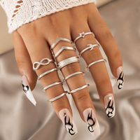 Ensemble de 12 bagues vintage empilables pour adolescentes, bijoux pour femmes, tendance, argent, étoile, lune, bague de phalange