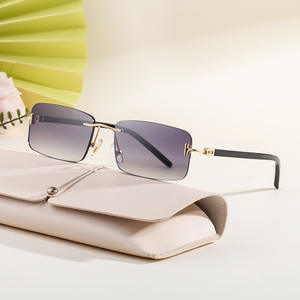 Lunettes de soleil sans monture personnalisées pour hommes, verres noirs en PC, protection UV400, style Instagram, lunettes de soleil pour extérieur - Product Image 3