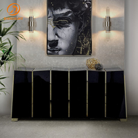 Buffet de luxe nordique, mobilier en bois noir et carré, meubles avec tiroirs pour salon, vente en gros,