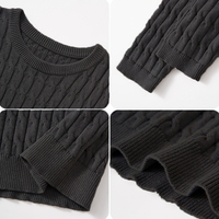 Pull en coton 100% GOTS vintage, col rond, pull en maille torsadée, logo brodé, pull d'hiver personnalisé pour homme, vente en gros