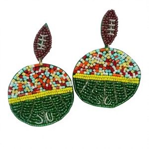 Embroidery Seed Bead Flower Earrings Fashion Drop Style with Dazzling Floral Detail - Product Image 1