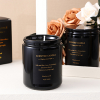 Récipients de bougies parfumées de haute qualité Bougies de parfum parfumées noires de 7 oz 100% cire de bougie de soja avec couvercle et boîte