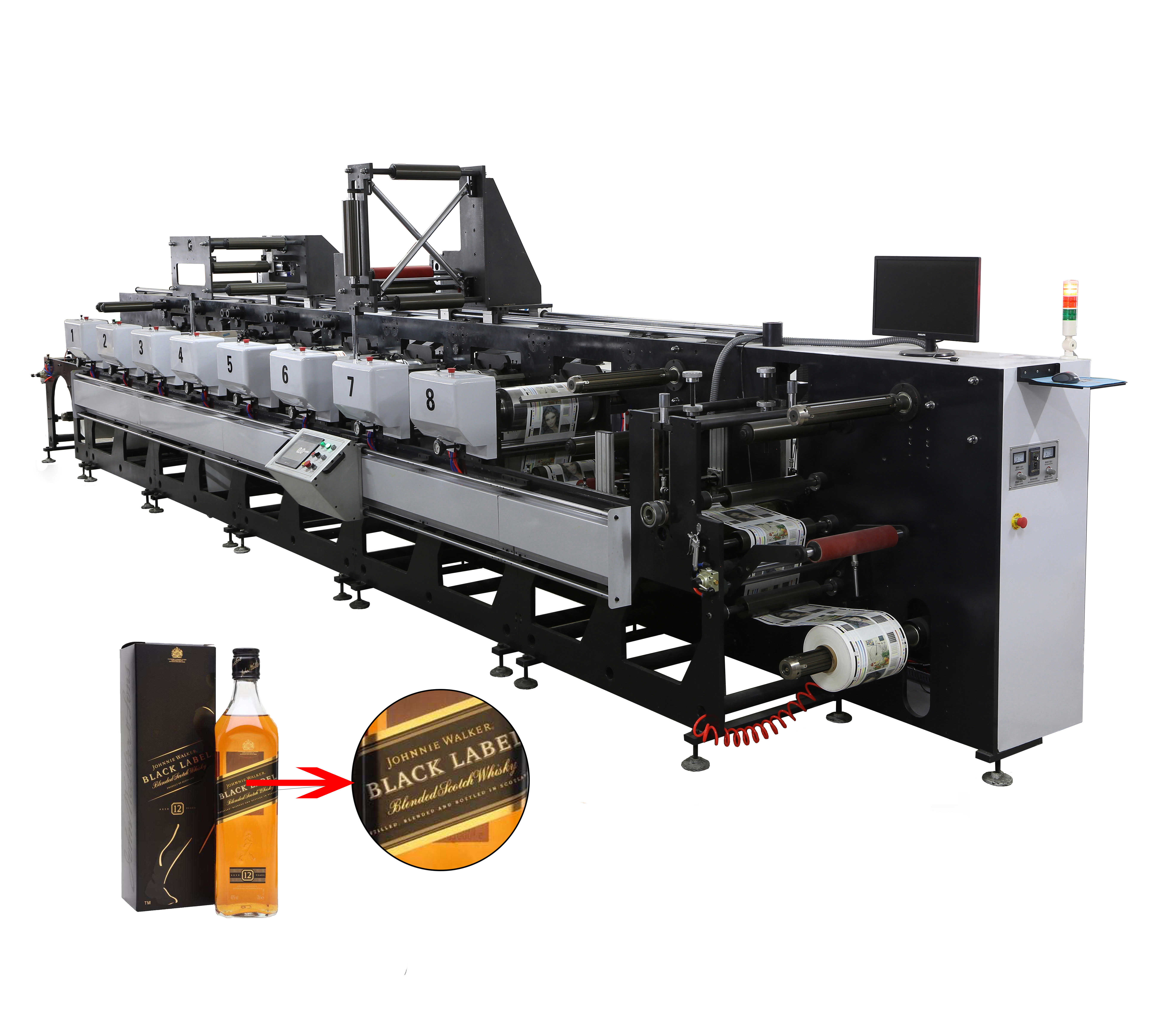 Automatic Paper Red Wine Label Flexographic Printer with Dryer logo Flexo Printing 8 Colors Plastic Film Printing Machine