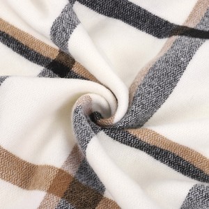 Écharpe en fausse fourrure de cachemire, logo personnalisé, grande écharpe à carreaux blancs, épaisse et chaude, châle d'hiver, vente en gros d'usine - Product Image 2