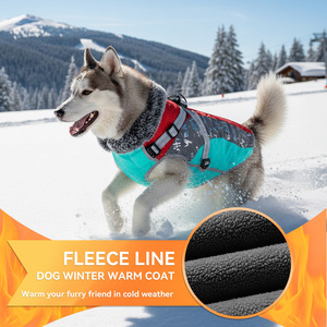 Veste rembourrée en coton pour animaux de compagnie, bleu ciel et rouge, manteau coupe-vent d'hiver pour chien, vêtements pour chiot, vêtements d'extérieur épais et chauds pour temps froid - Product Image 4