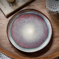 Assiette en céramique émaillée au four flamme, design rétro Japandi, forme irrégulière, bol à salade et nouilles, cadeau pour fêtes et festivals