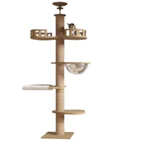 Structure d'escalade et griffoir en bois pour chat, du sol au plafond, avec hamac