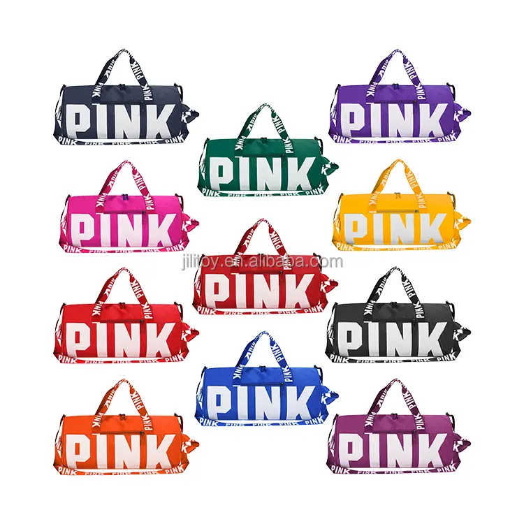 Venta al por mayor de bolsas de lona rosas logotipo personalizado conjunto de fabricantes de bolsas de lona de viaje para las mujeres de fin de semana bolsa de lona