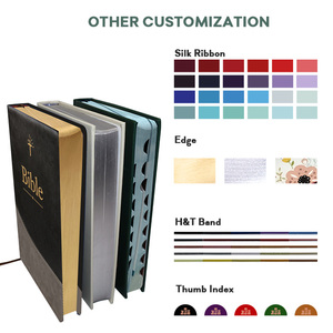 Biblia en inglés de tapa blanda OEM, <span class=keywords><strong>textos</strong></span> religiosos, impresión bajo demanda, multilingüe, Biblia ultrafina de cuero PU negro - Product Image 4