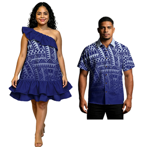 Nuevos conjuntos <span class=keywords><strong>de</strong></span> camisas <span class=keywords><strong>de</strong></span> bolsillo para hombre <span class=keywords><strong>de</strong></span> las Islas Samoanas 2026 y elegantes minivestidos hawaianos <span class=keywords><strong>de</strong></span> un solo hombro para mujer, conjuntos tribales polinesios para parejas. - Product Image 5