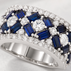 Anello dal Design Blu e Bianco, Elegante Anello da Dito per Donne - Product Image 4