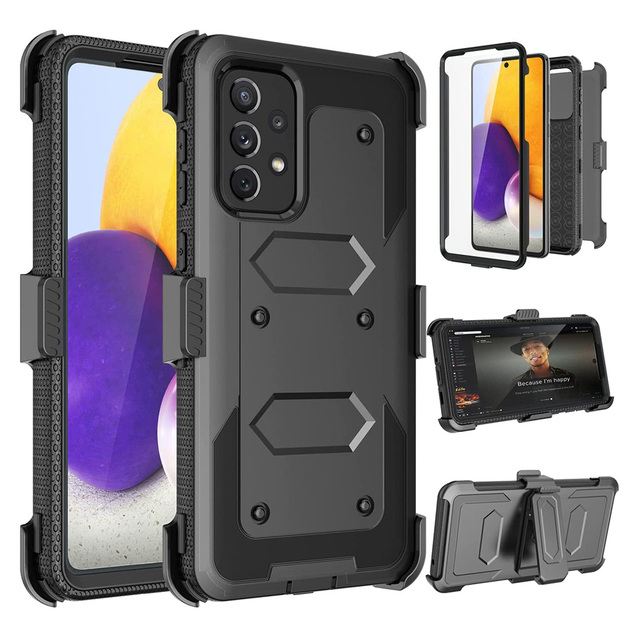 Robot Armor Shockproof Rugged Rotation Clip Kickstand Holder Phone Case Cover for Samsung Galaxy A53 A73 A13 A52 A72 A11 A12 A01