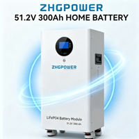 Batería de Litio de Alta Potencia 51.2V 300Ah 15.36kWh para Energía Solar, Batería de Pie con Pantalla LED para ESS