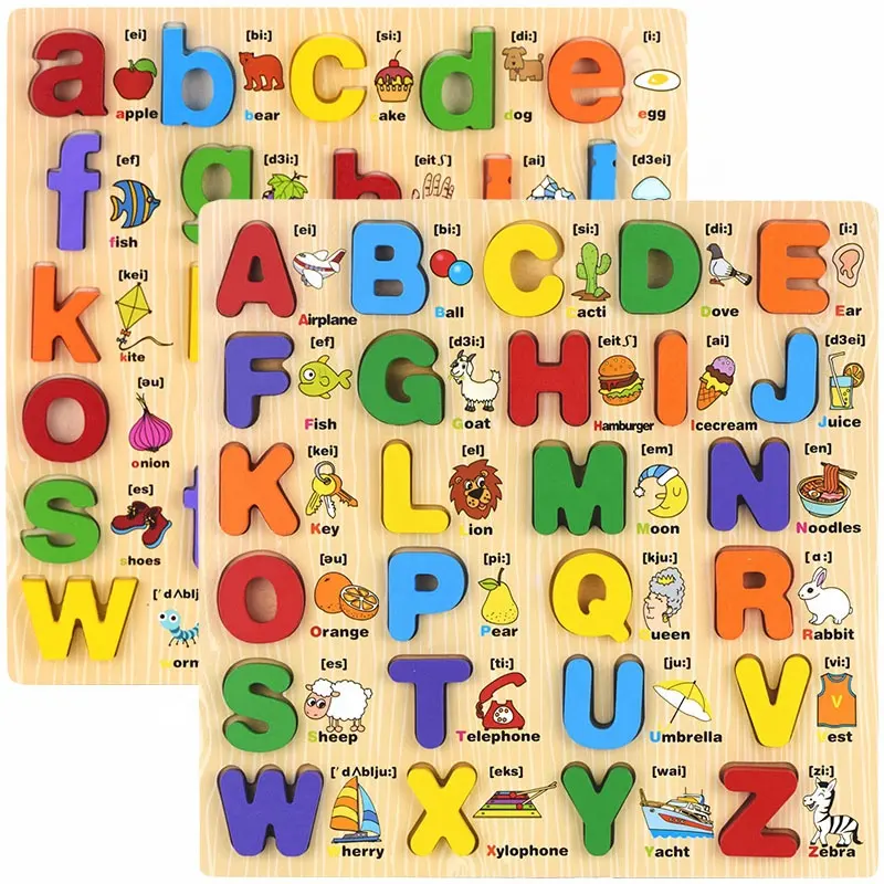 Frühes Lernen Baby spielen Holz spielzeug Bildung Alphabet Buchstaben Puzzle Spielzeug