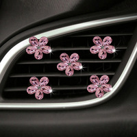 Xingyue – Lot de 5 clips de ventilation de voiture en alliage de cristal naturel, forme fleur, style simple, décorations intérieures