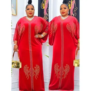 Traditional Long Robe Africa Kaftan Clothes Elegant Ladies Wedding Evening Plus Size African Sequins Maxi Dress