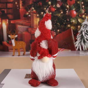 Gnomo Navideño de Peluche Sin Rostro con Manos que Cubren los Ojos, Gorro de Punto Gris, Pompón Blanco, Decoración Navideña - Product Image 3