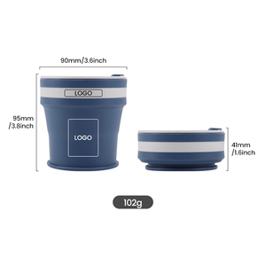Xách tay silicon ngoài trời Pocket có thể gập lại cup tùy chỉnh tái sử dụng ráp Silicone gấp du lịch cà phê nước cup Mug với nắp - Product Image 3
