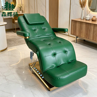 Fauteuil de massage électrique vert avec mécanisme de levage, lit de beauté pour spa, extension de cils, sourcils, esthétique, soins du visage et cosmétiques