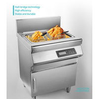 Friteuses à Induction Professionnelles 35L Grande Capacité, Commandes Tactiles, Robinet de Vidange d'Huile et Filtration Intégrée avec Meuble