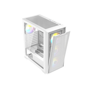 Tuyệt đẹp trắng hợp kim nhôm Iran lưới và kính cường lực máy tính PC Trường hợp với kính cường lực, trường hợp chơi game cho game thủ - Product Image 6