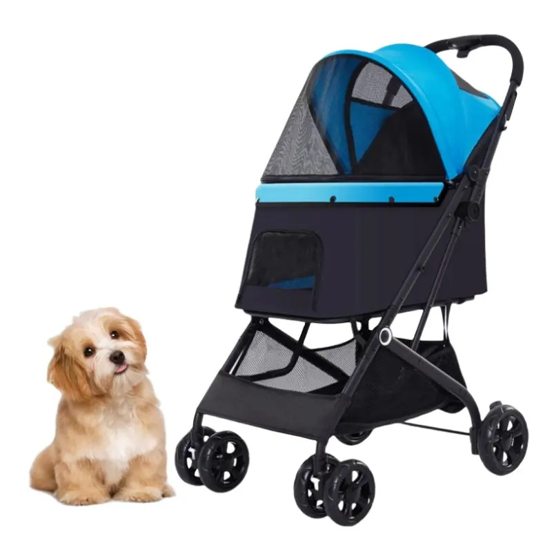 High Quality Pet Carrier Travel Stroller 4 Wheels Dog Trolleys Folding Carrier Pet Stroller for Dogs Cats