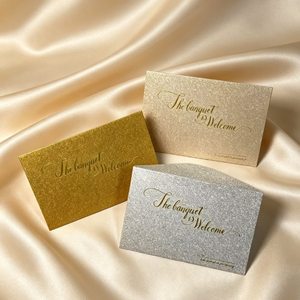 Enveloppes brillantes à paillettes avec estampage à chaud, rabat européen, taille et logo personnalisés, enveloppe d'emballage pour invitation de mariage - Product Image 1