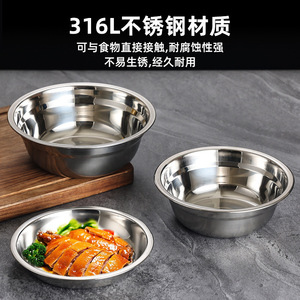 316 Stainless Steel Round Plates Deep Plate For Hotel Food Home Dining Large Soup Bowls Kindergarten Snack Dishes - Product Image 4