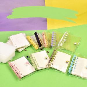 <b>A7</b> Macaron Clear PVC 6-Hole Loose Leaf Ring Binder Mini Transparent Snap Button Folder <b>Notebook</b> Cover Refillable Planner - Product Image 1