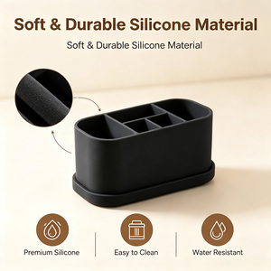 Silicone Food Grade Eco-Friendly Luxury Organizer Box Anti Slip <b>Suction</b> Base Multi Compartment Makeup Bathroom Office <b>Storage</b> - Product Image 2