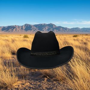 Cappello da Cowboy Texano in Feltro Nero a Tesa Larga per l'Estate, Stile Casual Unisex per Adulti - Product Image 2