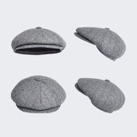 Béret tricoté en laine pour femmes, casquette unisexe, chapeau rétro en laine à visière, casquette de Newsboy, automne et hiver
