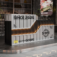 Comptoir de bar de style industriel, comptoir de caisse, comptoir de magasin, comptoir de café, comptoir de club moto, comptoir d'accueil commercial créatif en fer forgé