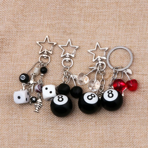 11pcs đen 8 bida Keychain <span class=keywords><strong>mini</strong></span> bóng nhựa mặt dây chuyền túi quyến rũ treo Keyring - Product Image 5
