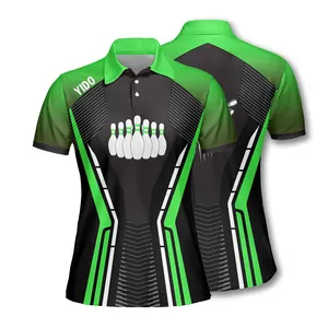 Customized Loose Fit Tight Fit Polo Shirts Black Green Version Retro Bowling Shirt