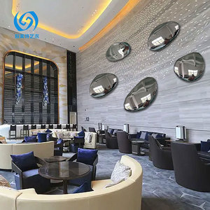 Stainless Steel Wall <b>Mounted</b> Stone Sculpture Irregular Shape Mirrored Water Droplet Modern Art Piece For Home Decor - Product Image 4