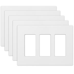 लीग्रोप संयुक्त सूचीबद्ध 3-गैंग सजावटी स्क्रूलेस दीवार प्लेट, दीवार स्विच पैनल, वेदरप्रूफ आउटलेट कवर - Product Image 1