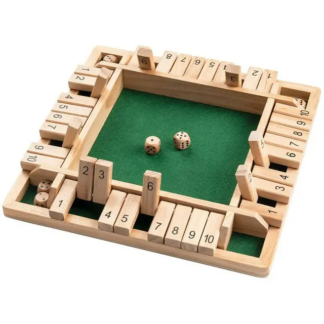 Wooden Math Flaps & Dice Board Box Game Cognitive Thinking Ability Wood Shut-The-Box Instructions Adults Kids