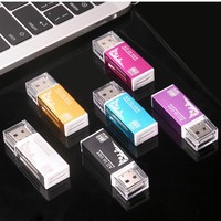 Lector de Tarjetas USB 2.0 para Portátil, Aleación de Aluminio, Colorido, Exquisito, Mini, Cuatro en Uno, de Alta Velocidad, para Tarjetas de Memoria Flash TF, SD, MS, MMC