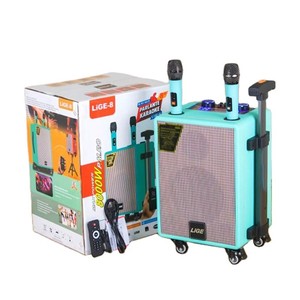 Troli bass kayu 8 inci dengan dua mikrofon, sistem audio hifi portabel, subwoofer <span class=keywords><strong>speaker</strong></span> pesta - Product Image 5